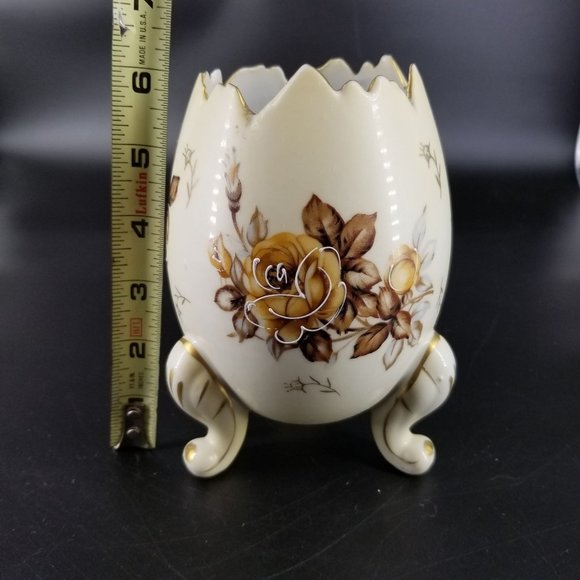 Cracked Egg Footed Napco Ware Vase Dish Planter Porcelain Floral Flower 6H3199/L - Picture 10 of 11